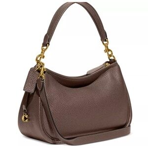 COACH Cary Soft Pebbled Leather with Convertible Straps Crossbody- Dark Stone.